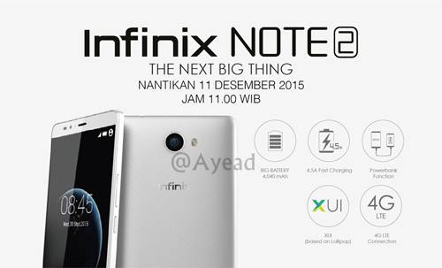 Kelebihan Infinix Note 2  4G LTE : Baterai Besar, Kamera Ok, Desain Keren